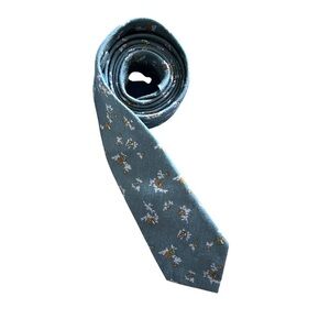 Hand Made 100% Linen Floral Men's Super Skinny Necktie Summer Long